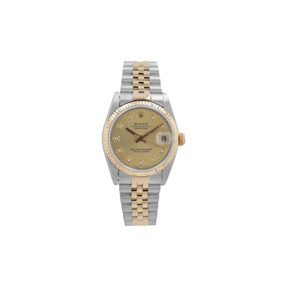 Rolex 68273 Datejust 31mm Two Tone Champagne Diamond Dial Fluted Jubilee Watch - Picture 3 of 10